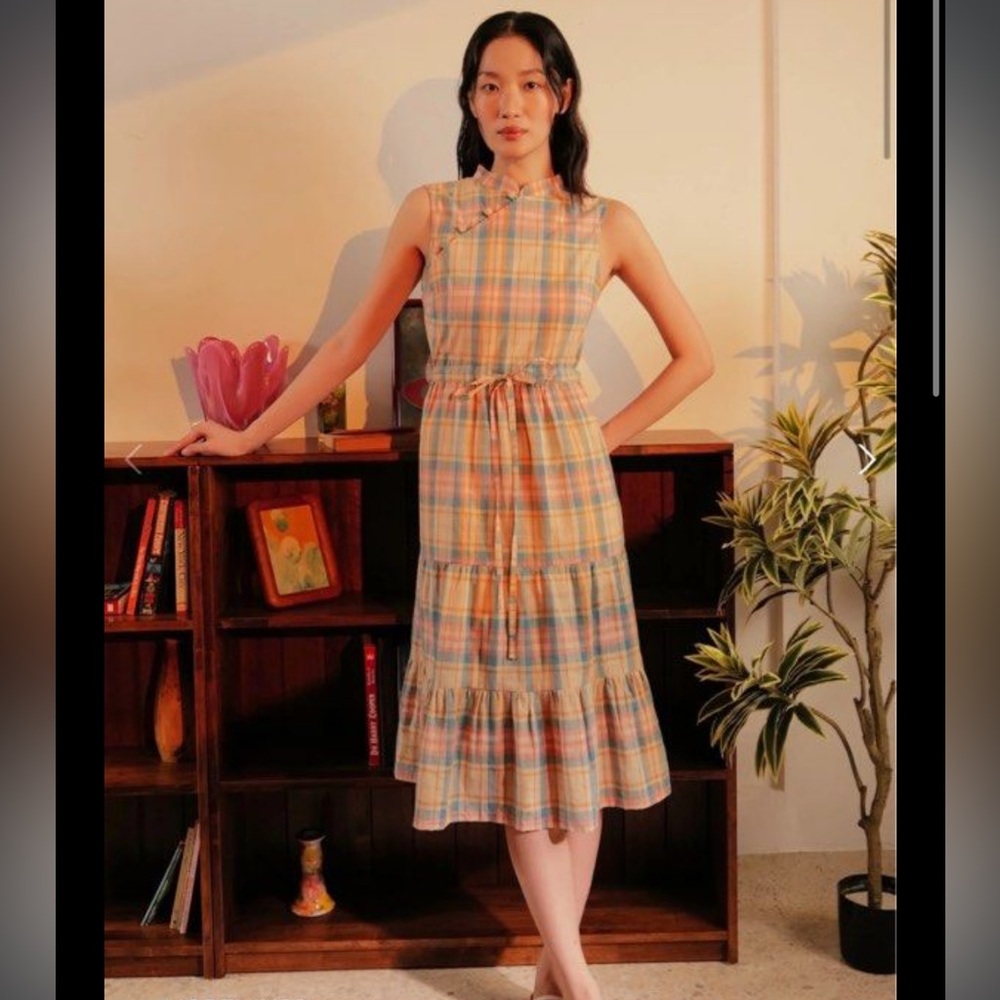 Dear Samfu Little Sister Cheongsam Dress in Vintage Check